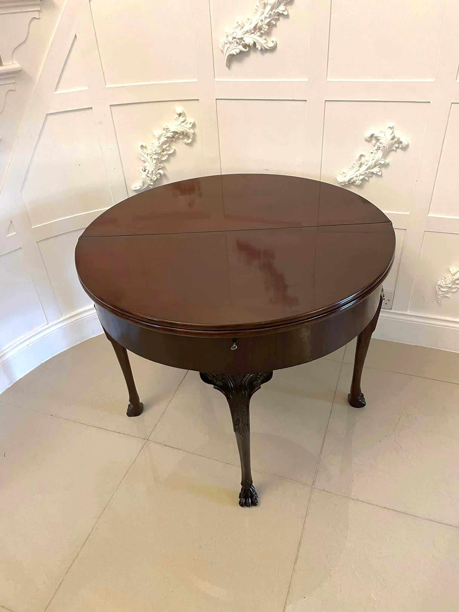 Unusual 18th Century Antique Quality Mahogany Irish Triple Top Card/Side Table For Sale 4