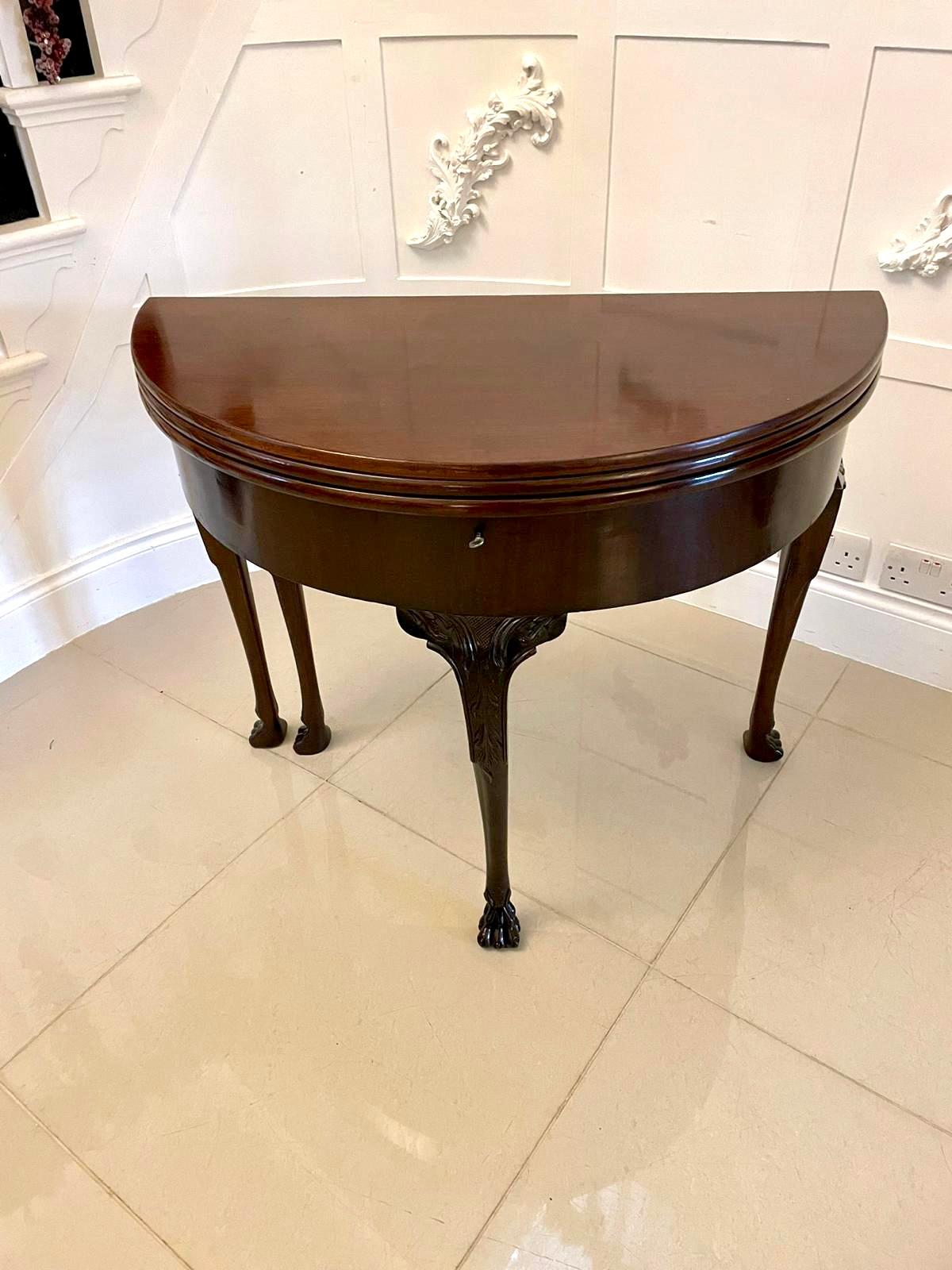 George III Unusual 18th Century Antique Quality Mahogany Irish Triple Top Card/Side Table For Sale