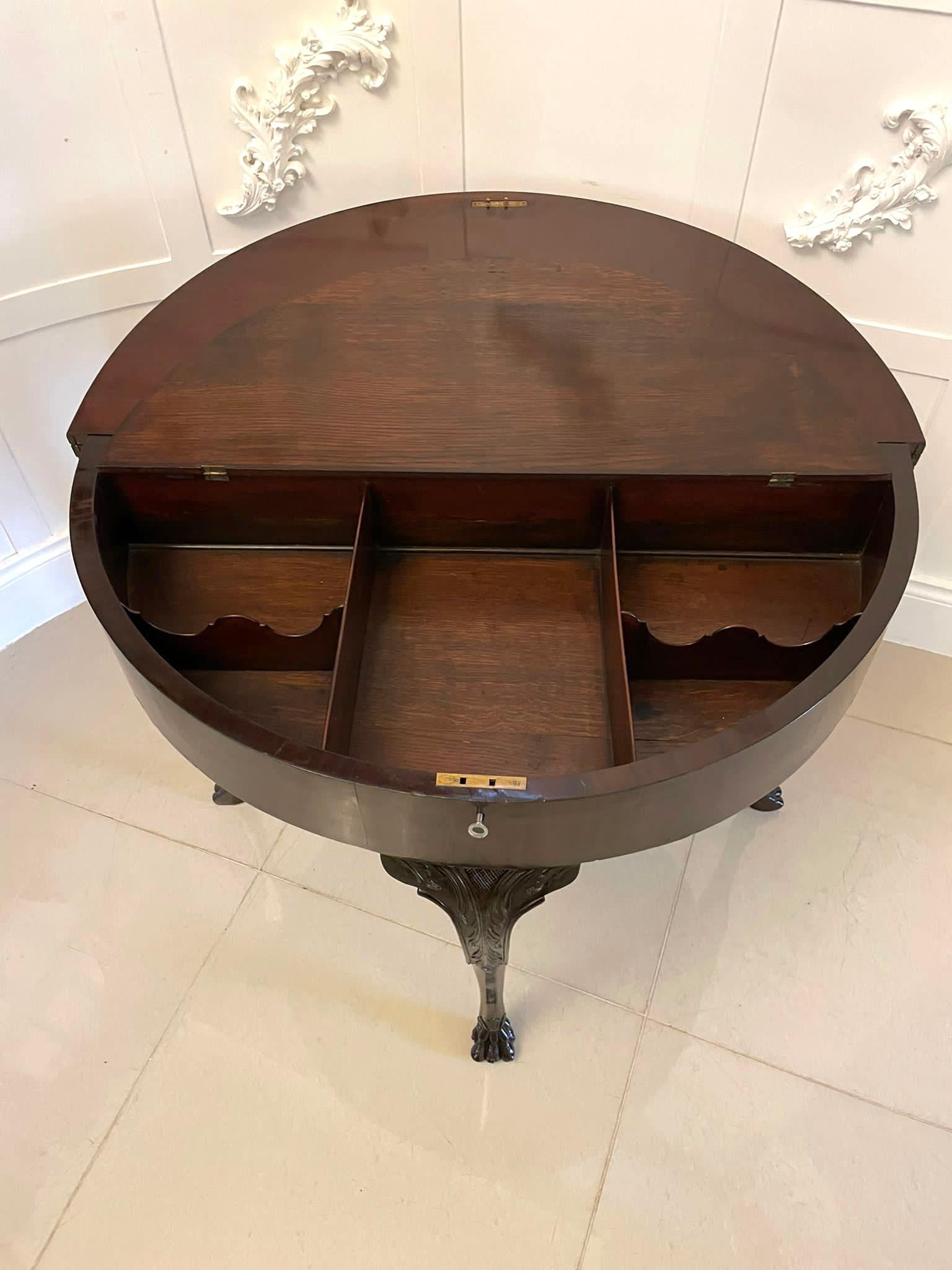 Unusual 18th Century Antique Quality Mahogany Irish Triple Top Card/Side Table In Good Condition For Sale In Suffolk, GB