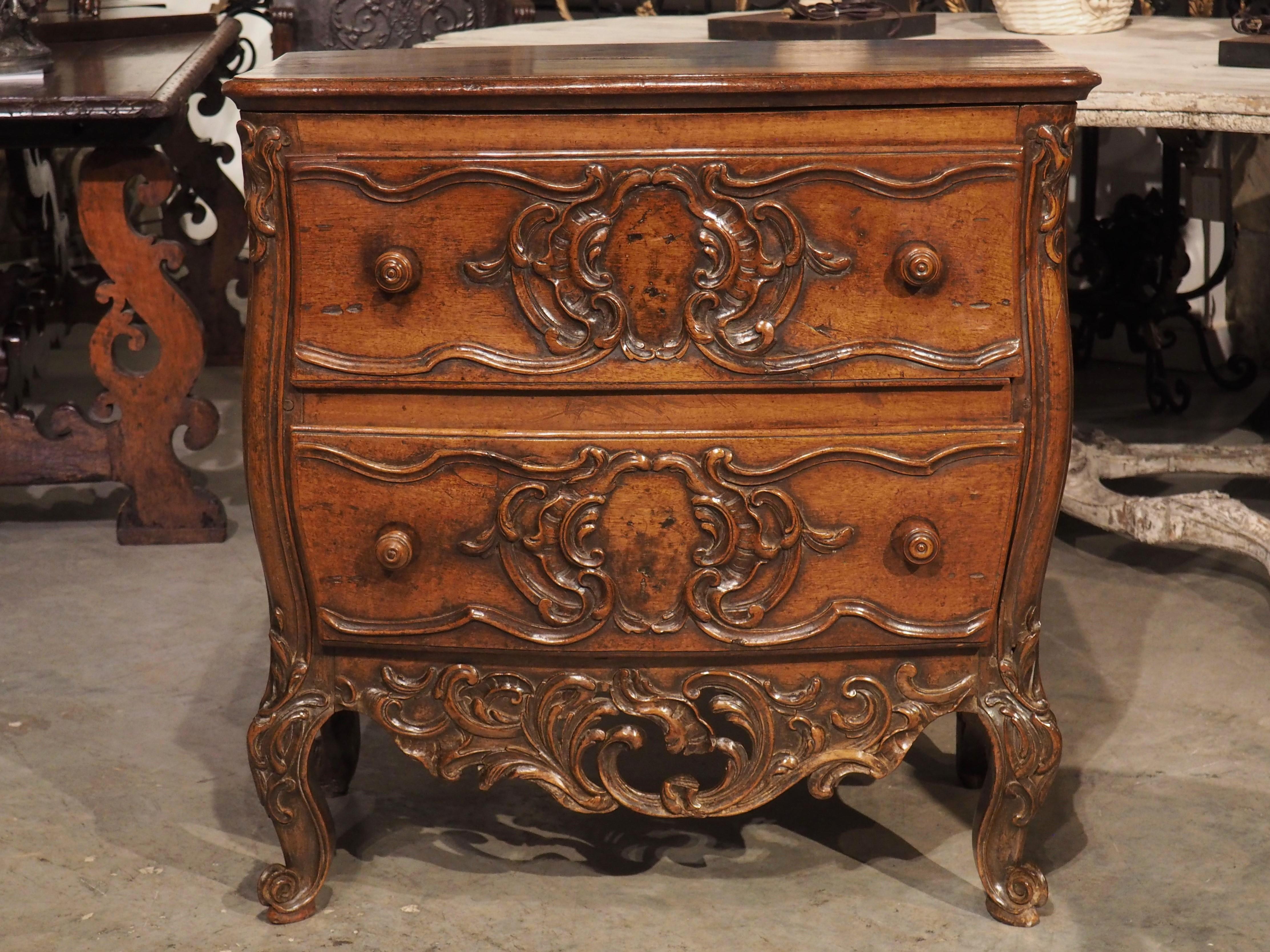 French Unusual 18th Century Louis XV Period Walnut Wood Commode from Arles, France For Sale