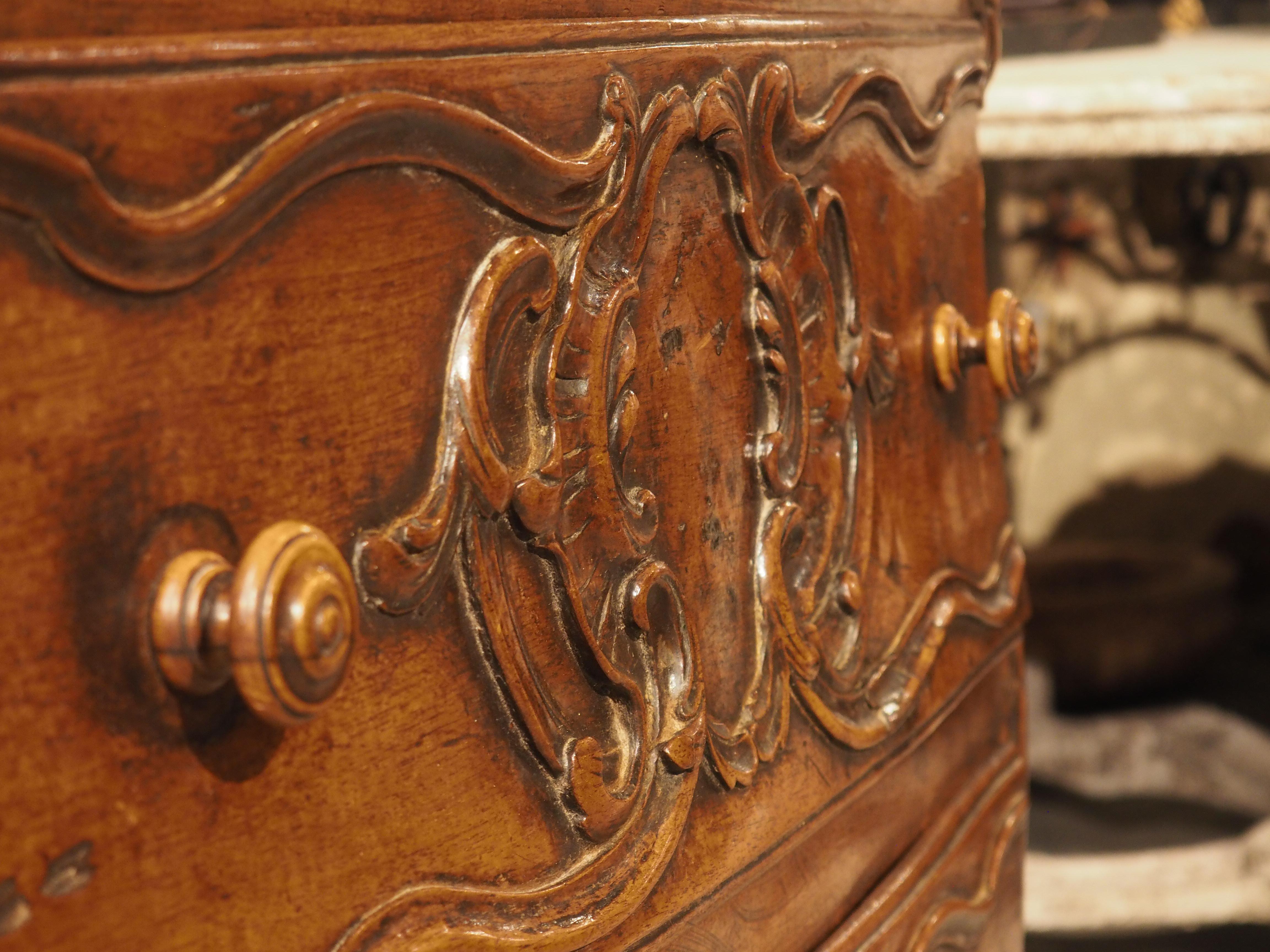 18th Century and Earlier Unusual 18th Century Louis XV Period Walnut Wood Commode from Arles, France For Sale