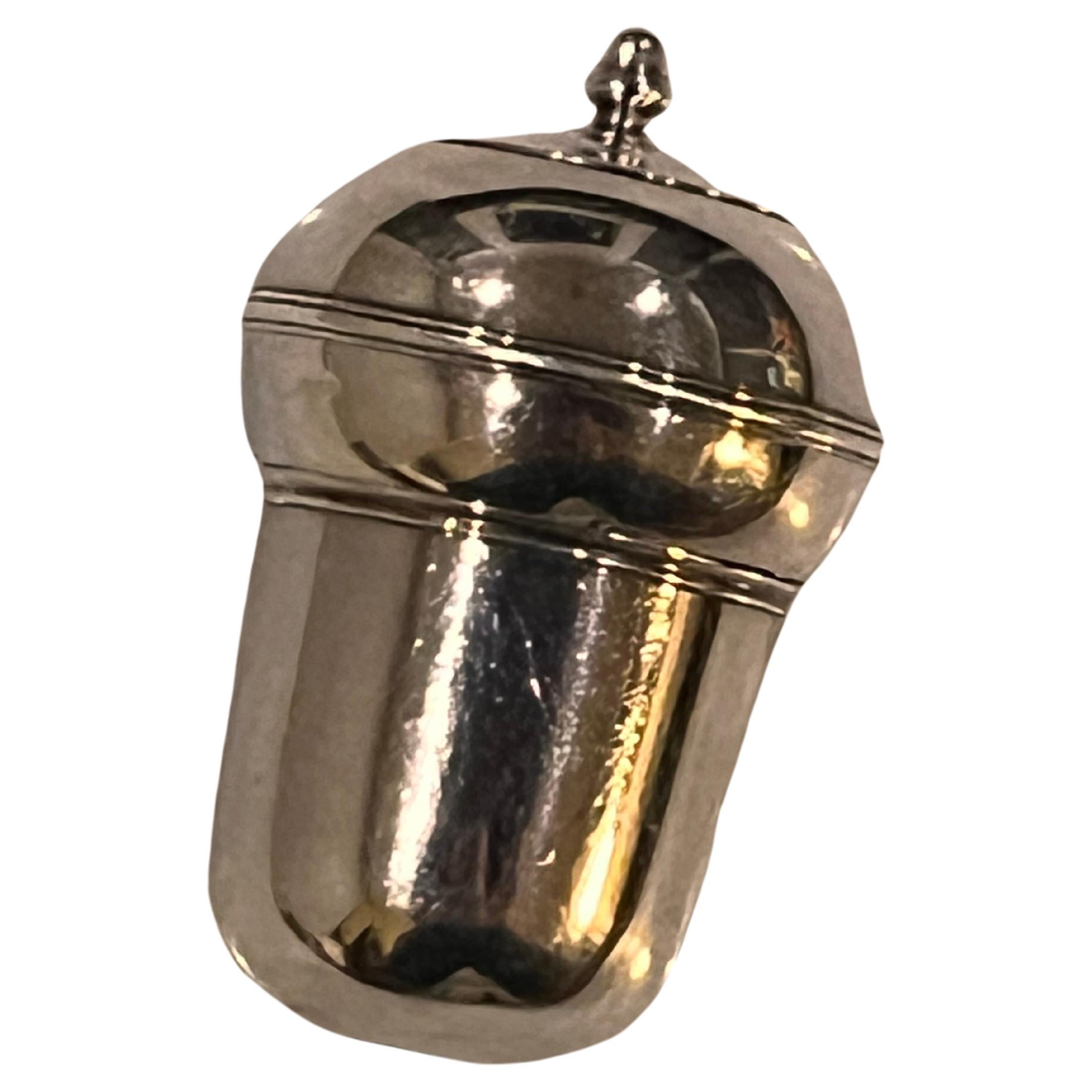 Unusual 18th Century Silver Acorn Form Tri-Section Nutmeg Grater. London, c.1760 For Sale