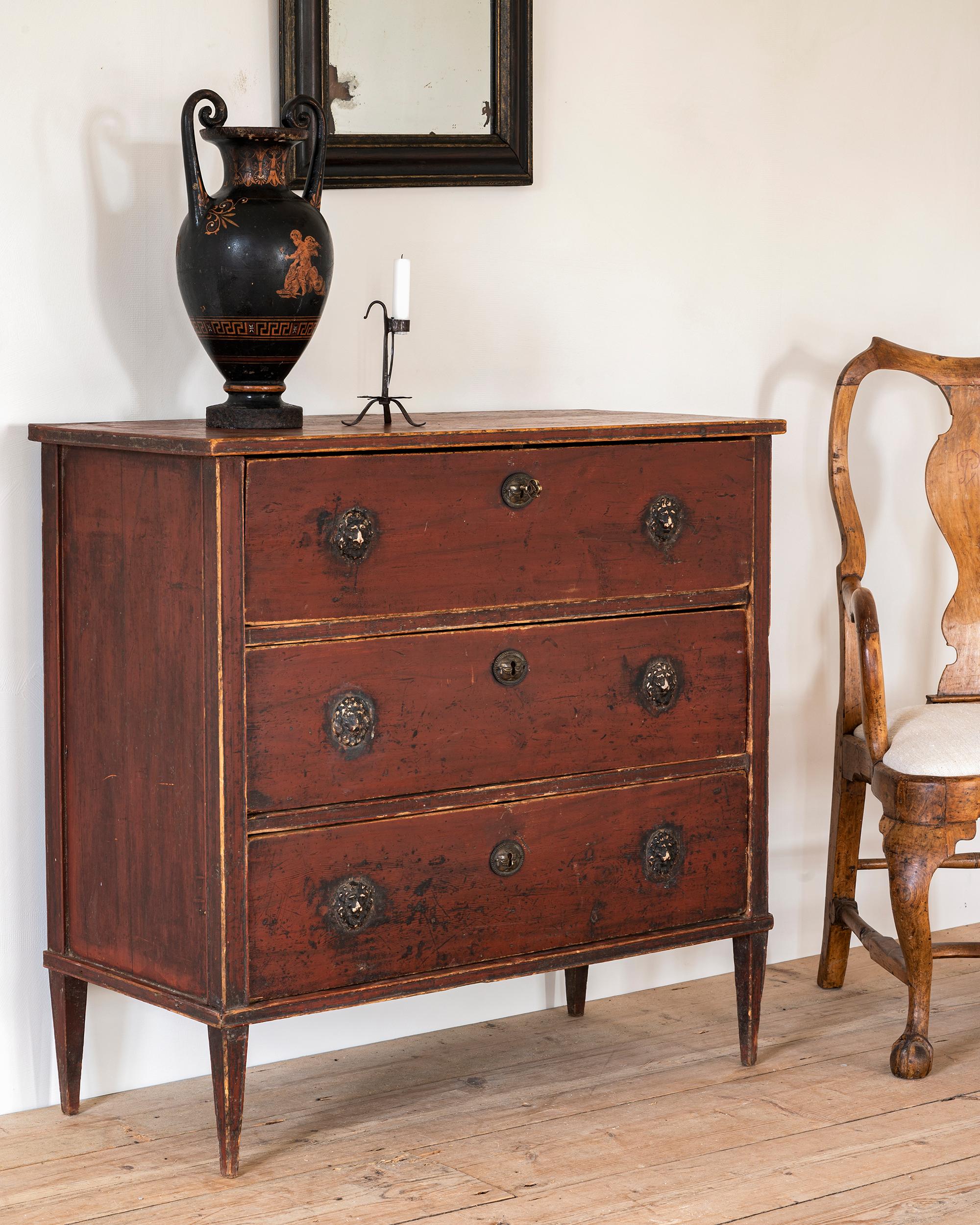 Wood Unusual 18th Century Swedish Provincial Gustavian Chest of Drawers For Sale