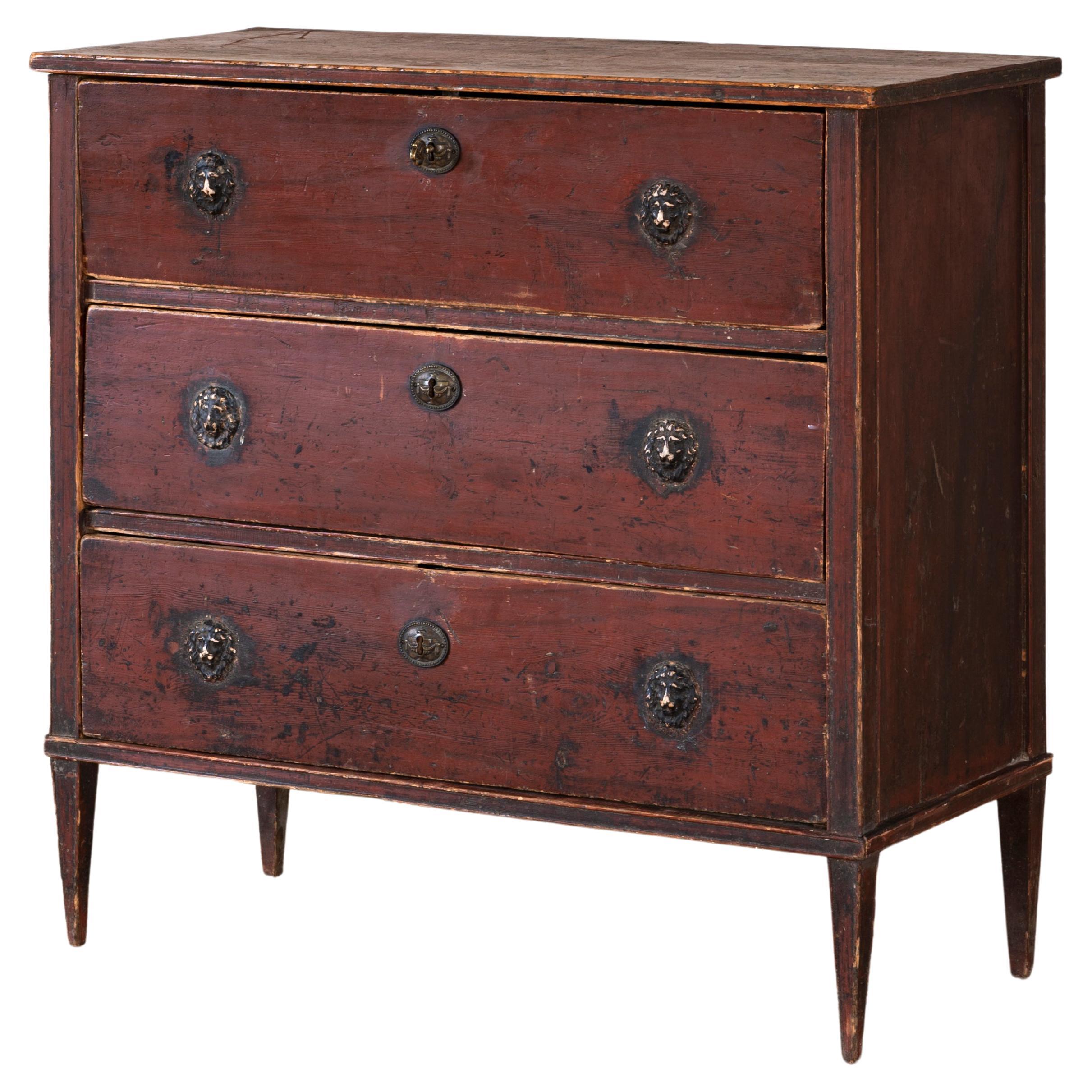 Unusual 18th Century Swedish Provincial Gustavian Chest of Drawers
