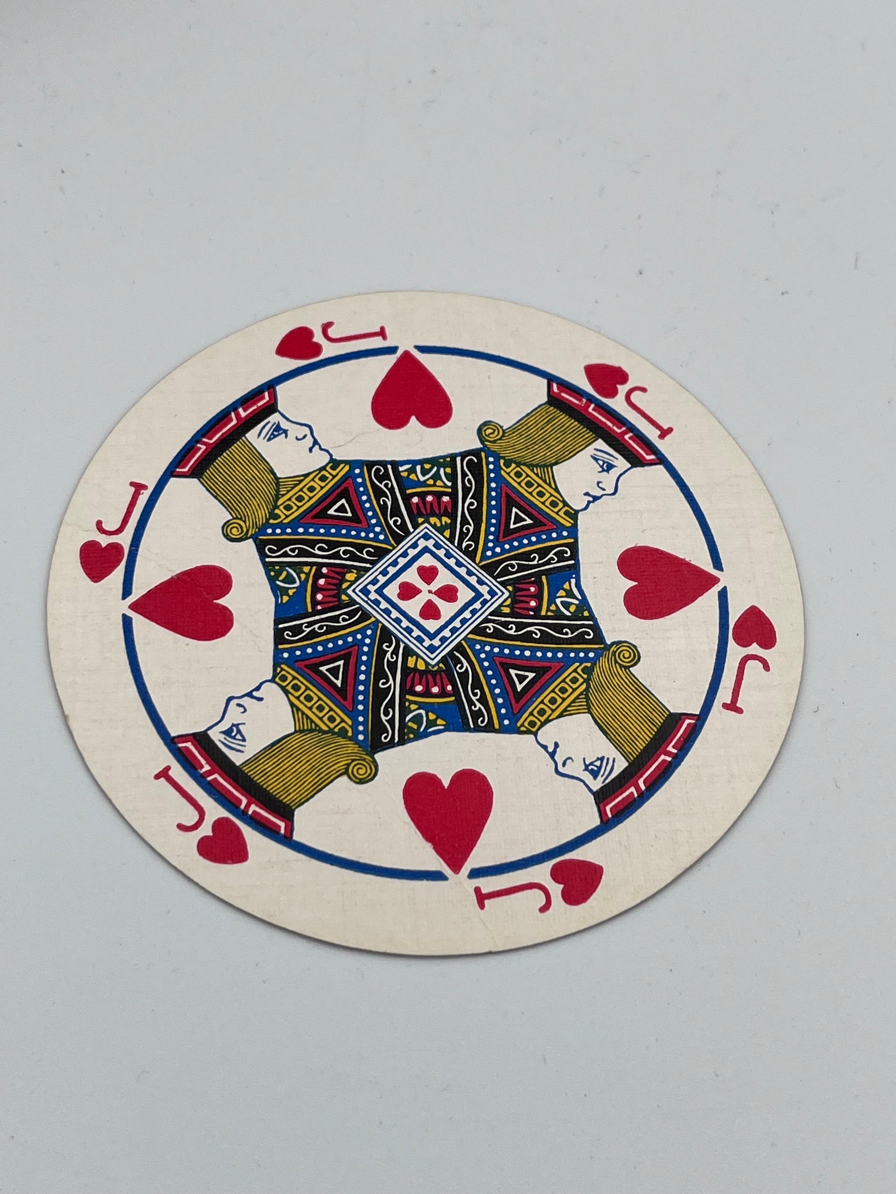Unusual 1920's Art Deco Waddington's Cir Q Lar Round Playing Card Deck 6