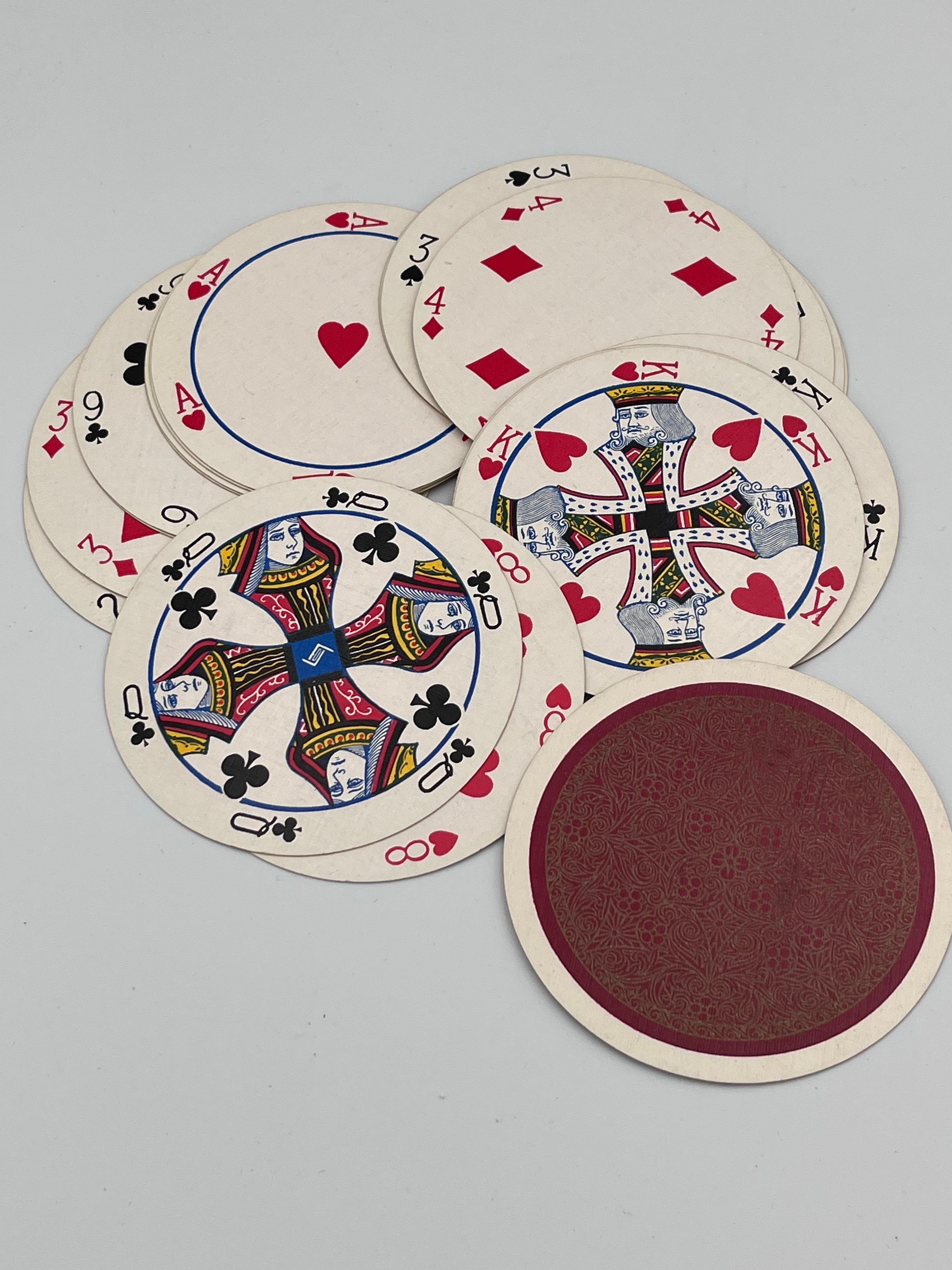 Paper Unusual 1920's Art Deco Waddington's Cir Q Lar Round Playing Card Deck