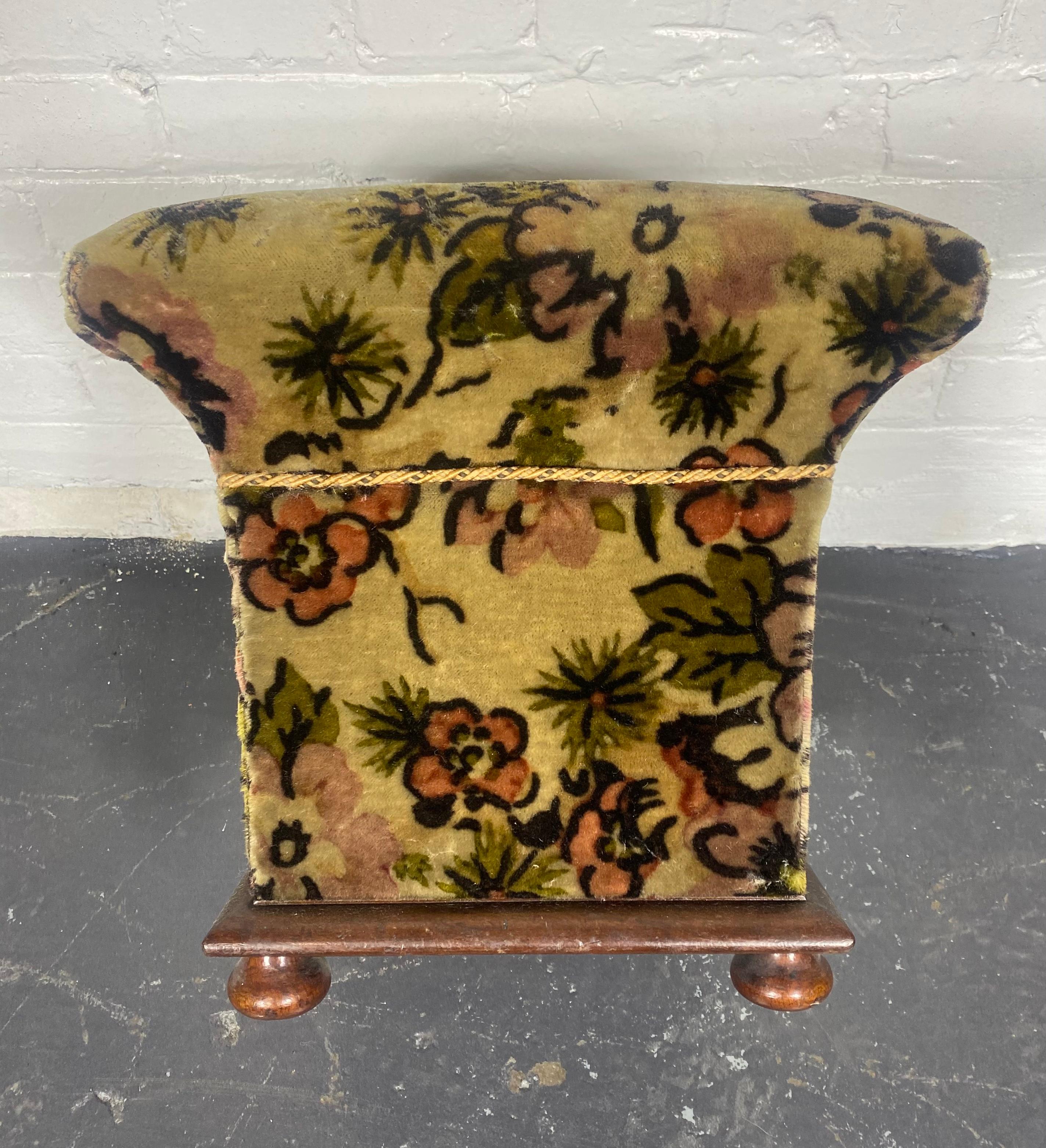 Mid-20th Century Unusual 1930s Art Deco Wood and Mohair Ottoman / Foot Stool For Sale