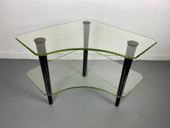 Unusual 1930s "wave glass" Two-Tier Table by Gilbert Rhode for Herman Miller
