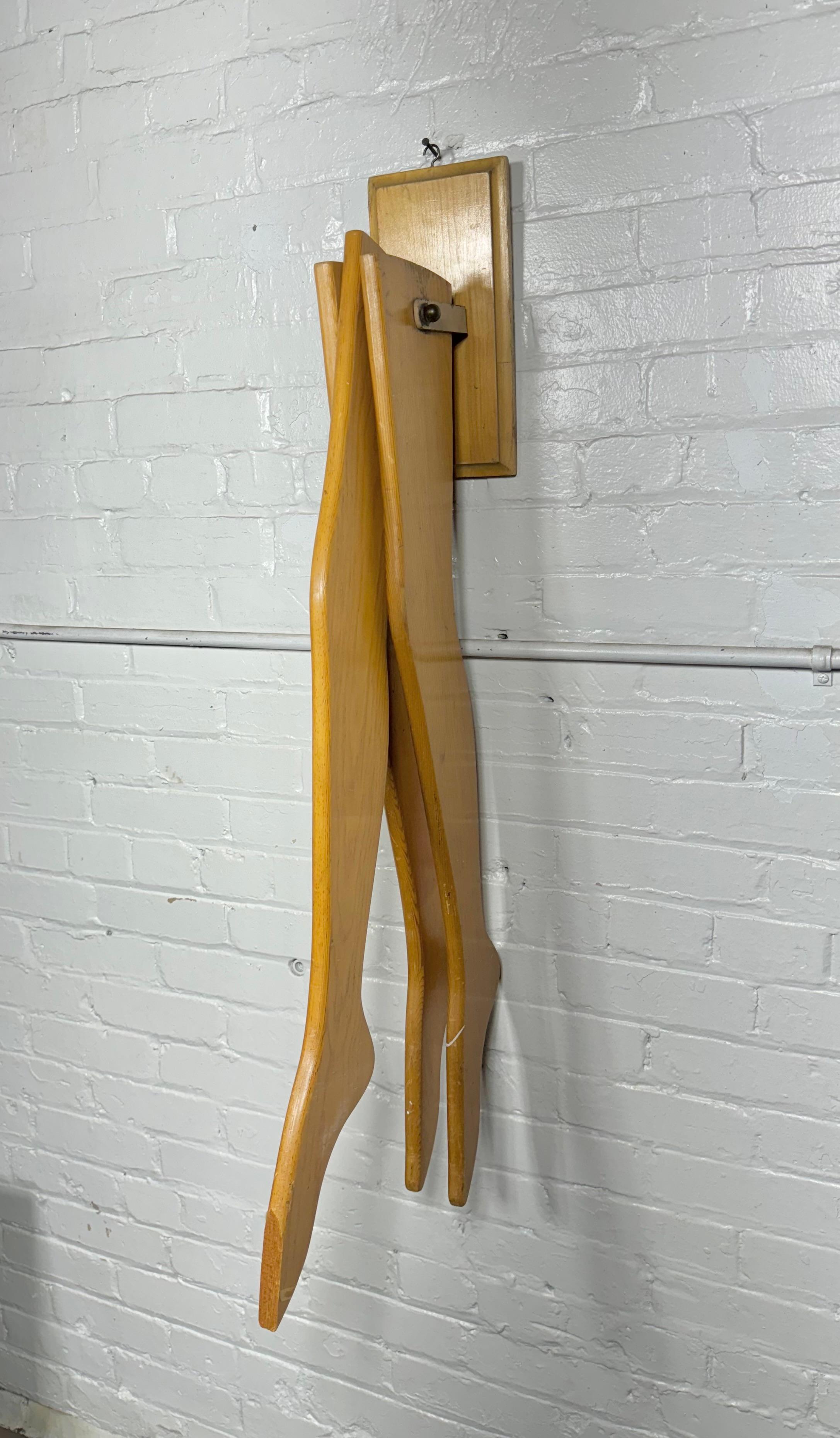 Mid-Century Modern Unusual 1950s Modernist Store Display, HOSIERY, articulating wood legs For Sale
