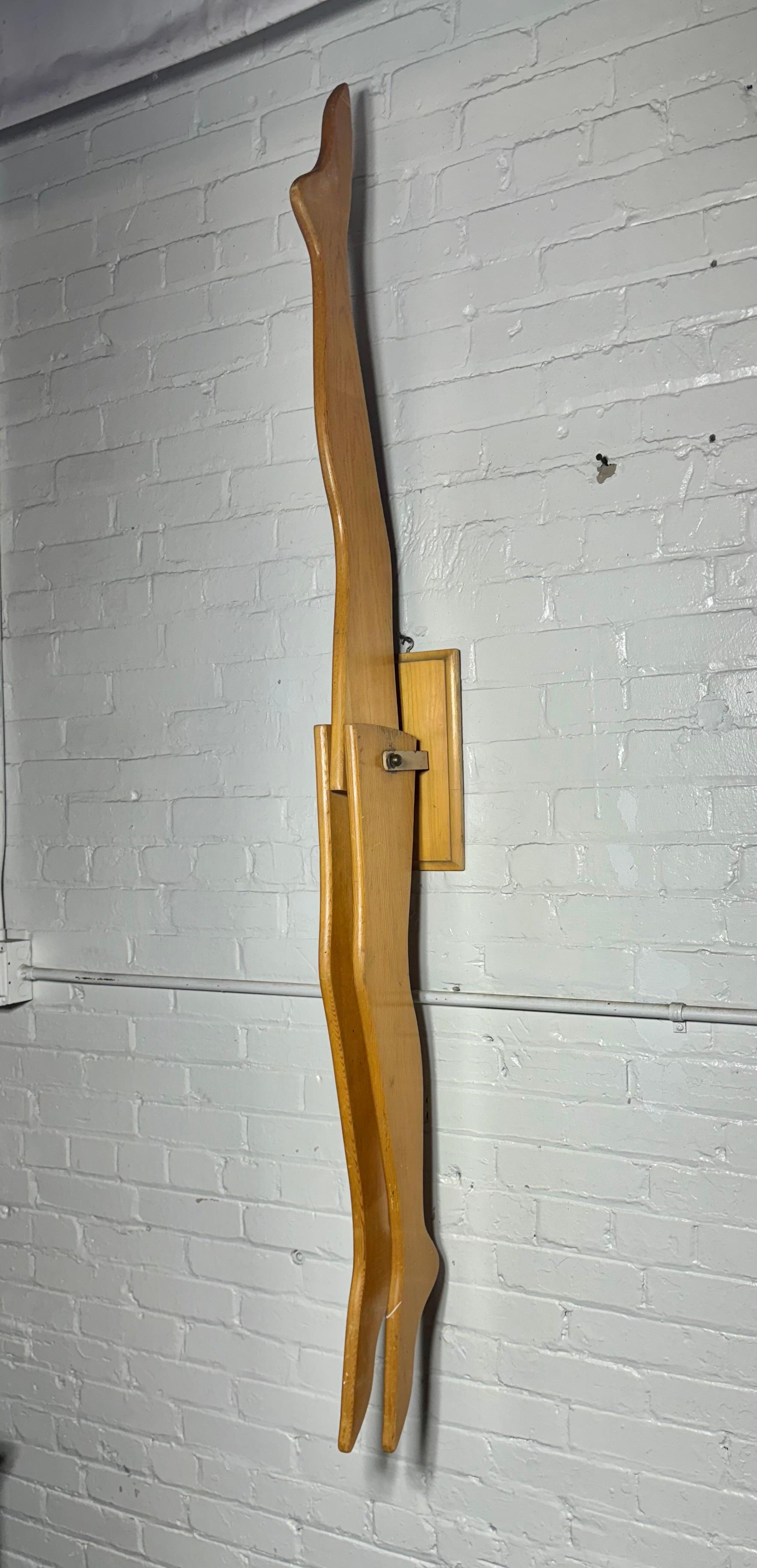 Mid-20th Century Unusual 1950s Modernist Store Display, HOSIERY, articulating wood legs For Sale
