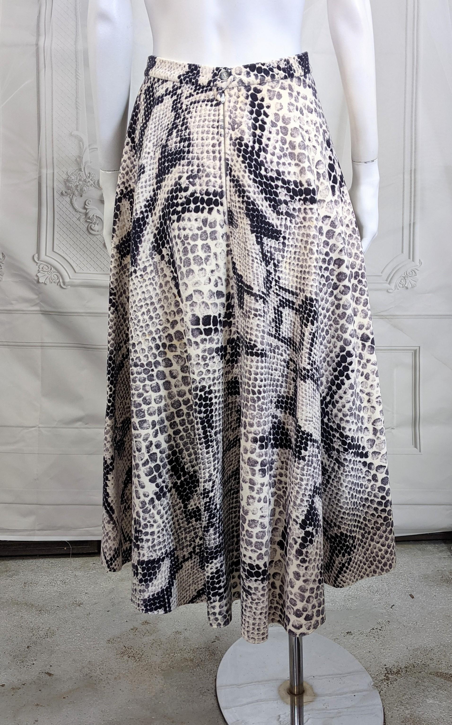 Gray Unusual 1950's Snake Print Velvet Circle Skirt For Sale