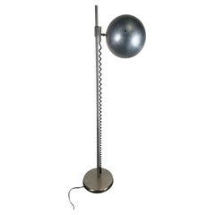 Unusual 1970s Bauhaus Inspired Adjustable Floor Lamp, Spun Aluminum Shade