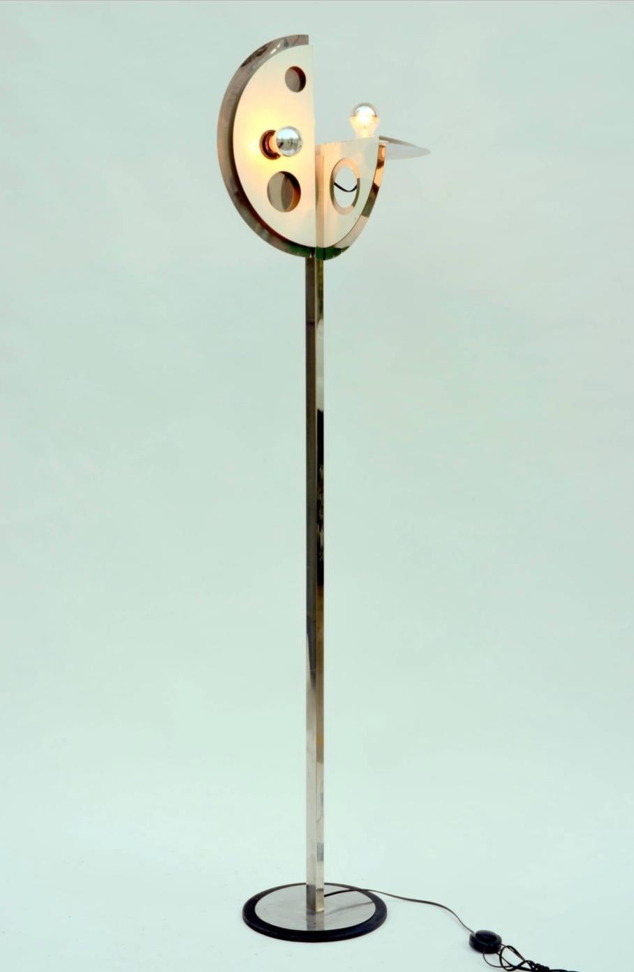 Steel Unusual 1970s Floor Lamp in the Style of Yonel Lebovici For Sale