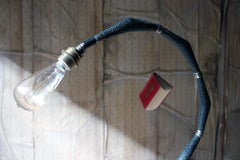 Unusual 1980s Naturalistic Beaten Bronzed Metal Floor Standing Lamp