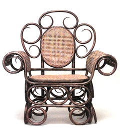 19th Century Austrian Bentwood Scroll Arm Chair