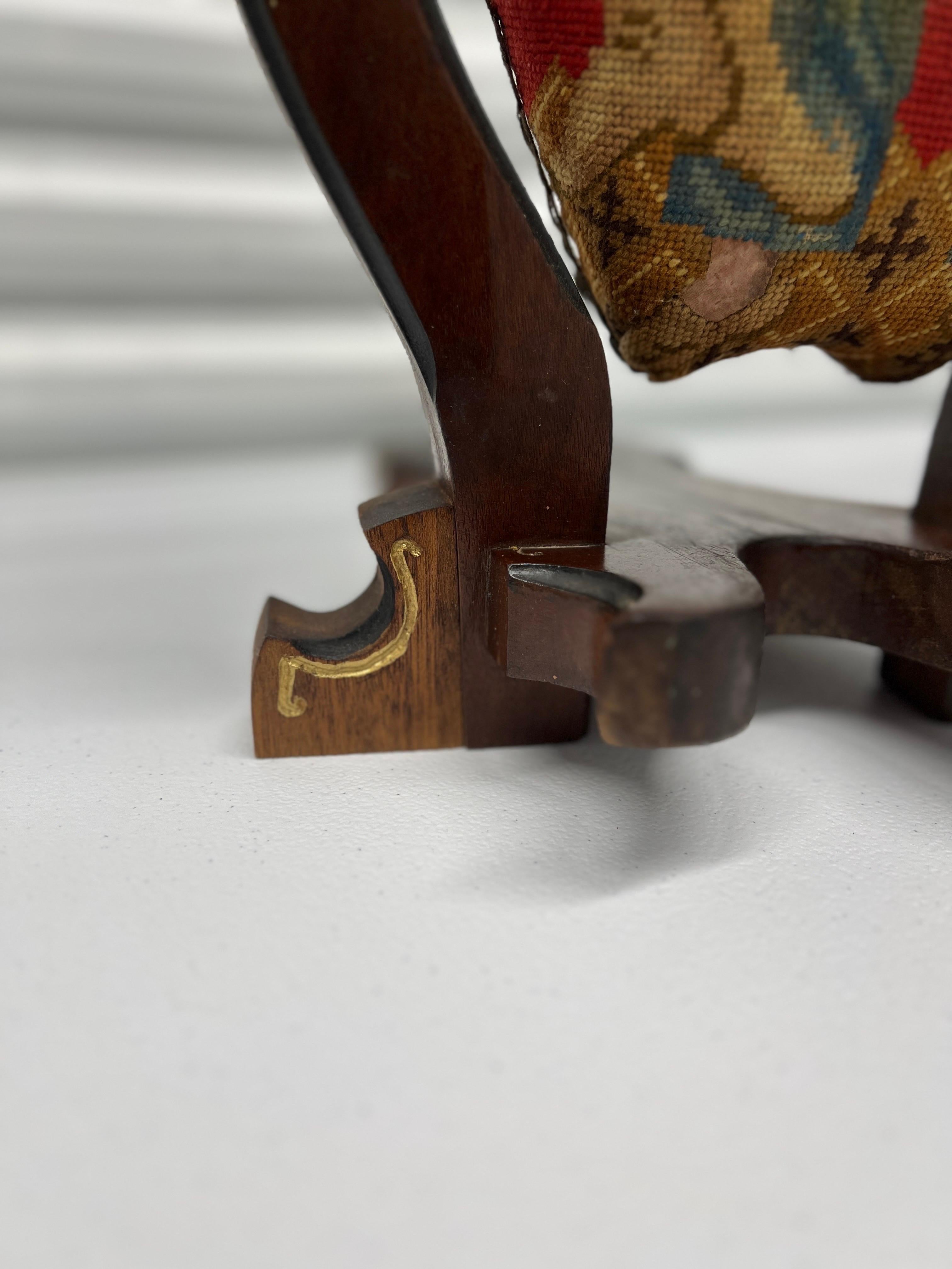 Unusual 19th C., Victorian Aesthetic Movement Petit Point Boot Jack In Good Condition For Sale In Atlanta, GA