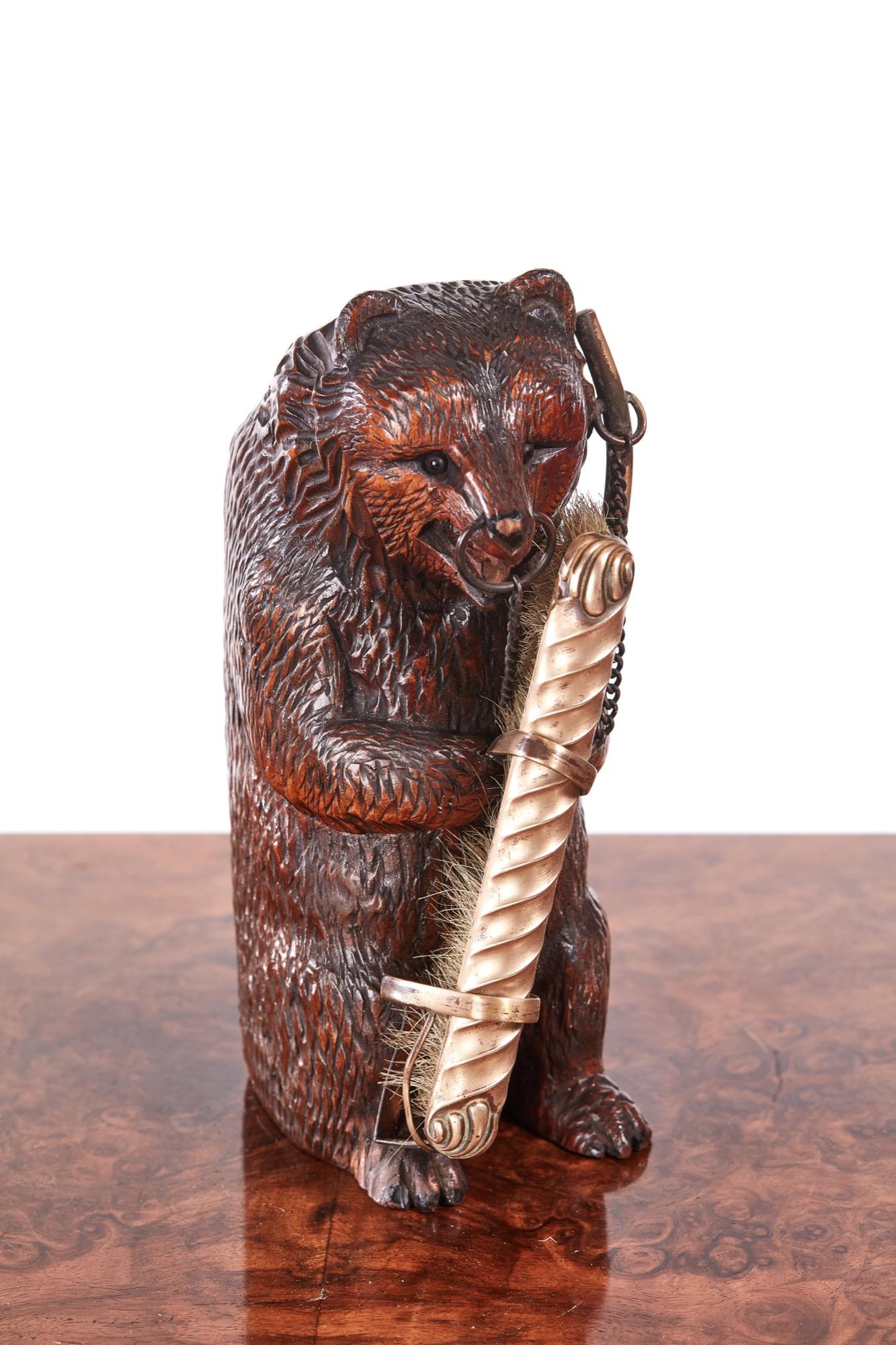 Unusual 19th Century Antique Carved Black Forest Bear For Sale 3