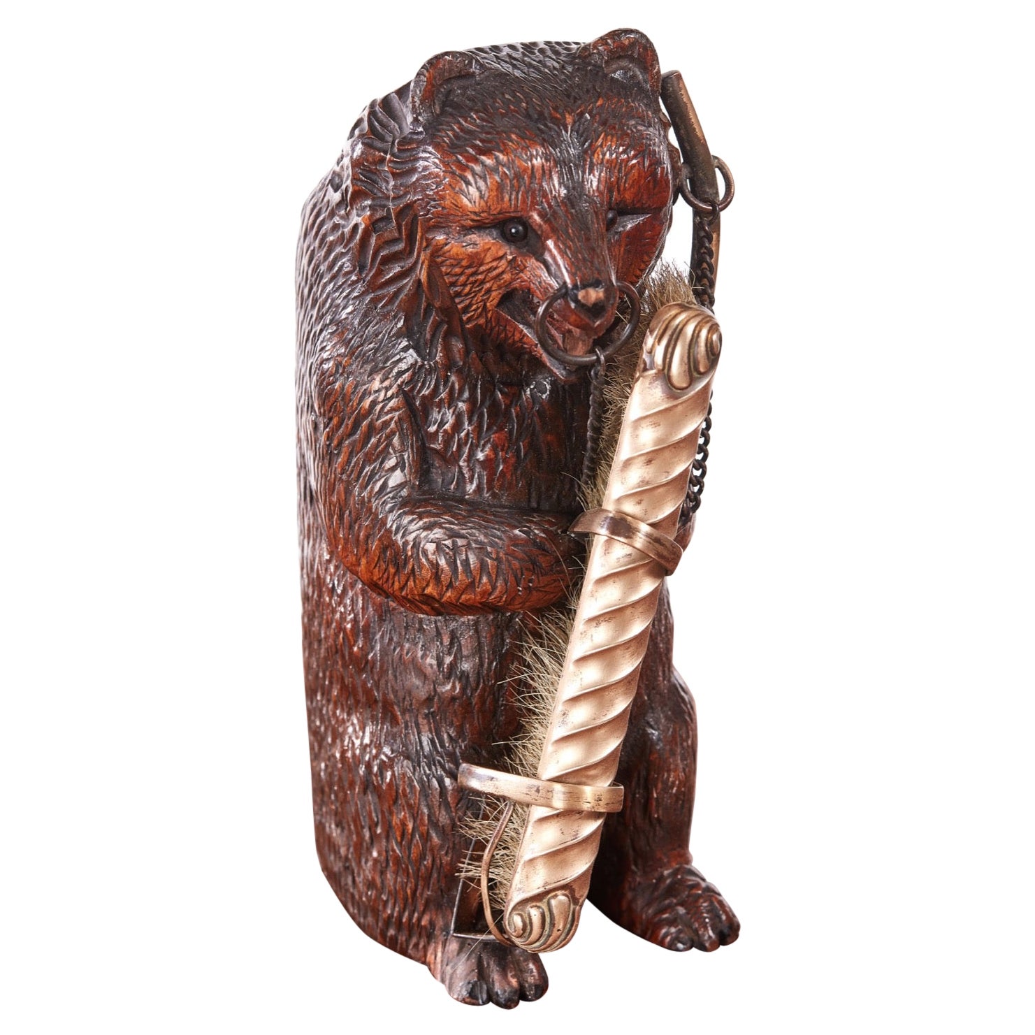 Ours ancien sculpté du 19e siècle, inhabituel, de Black Forest