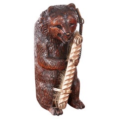 Unusual 19th Century Antique Carved Black Forest Bear