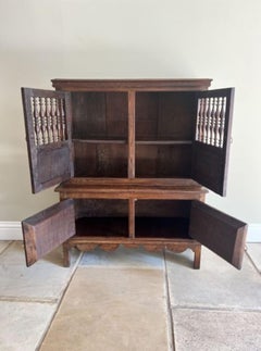 Unusual 19th Century antique quality oak food cupboard
