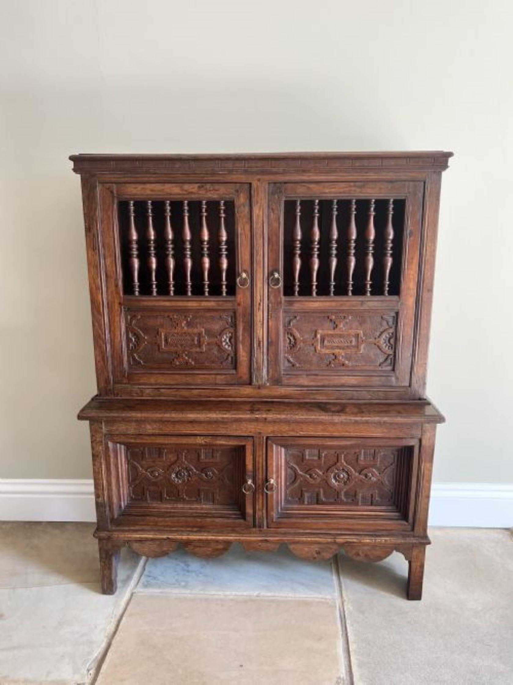 Unusual 19th Century antique quality oak food cupboard  In Good Condition For Sale In Ipswich, GB