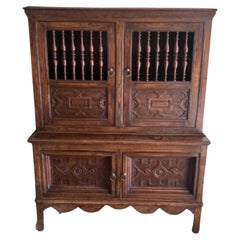 Unusual 19th Century antique quality oak food cupboard 