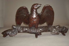 Unusual 19th Century Carved Black Forest Eagle Hat / Coat Rack