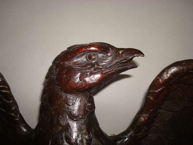 Swiss Unusual 19th Century Carved Black Forest Eagle Hat / Coat Rack For Sale