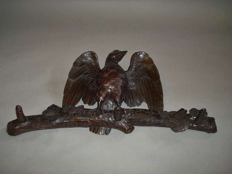 Unusual 19th Century Carved Black Forest Eagle Hat / Coat Rack For Sale 3