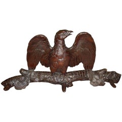 Antique Unusual 19th Century Carved Black Forest Eagle Hat / Coat Rack