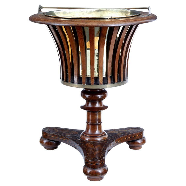 Unusual 19th Century Dutch Marquetry Wine Cooler Ice Bucket For Sale at