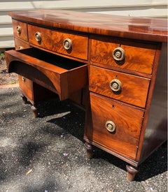 Unusual 19th Century English Regency Mahogany Bowfront Sideboard