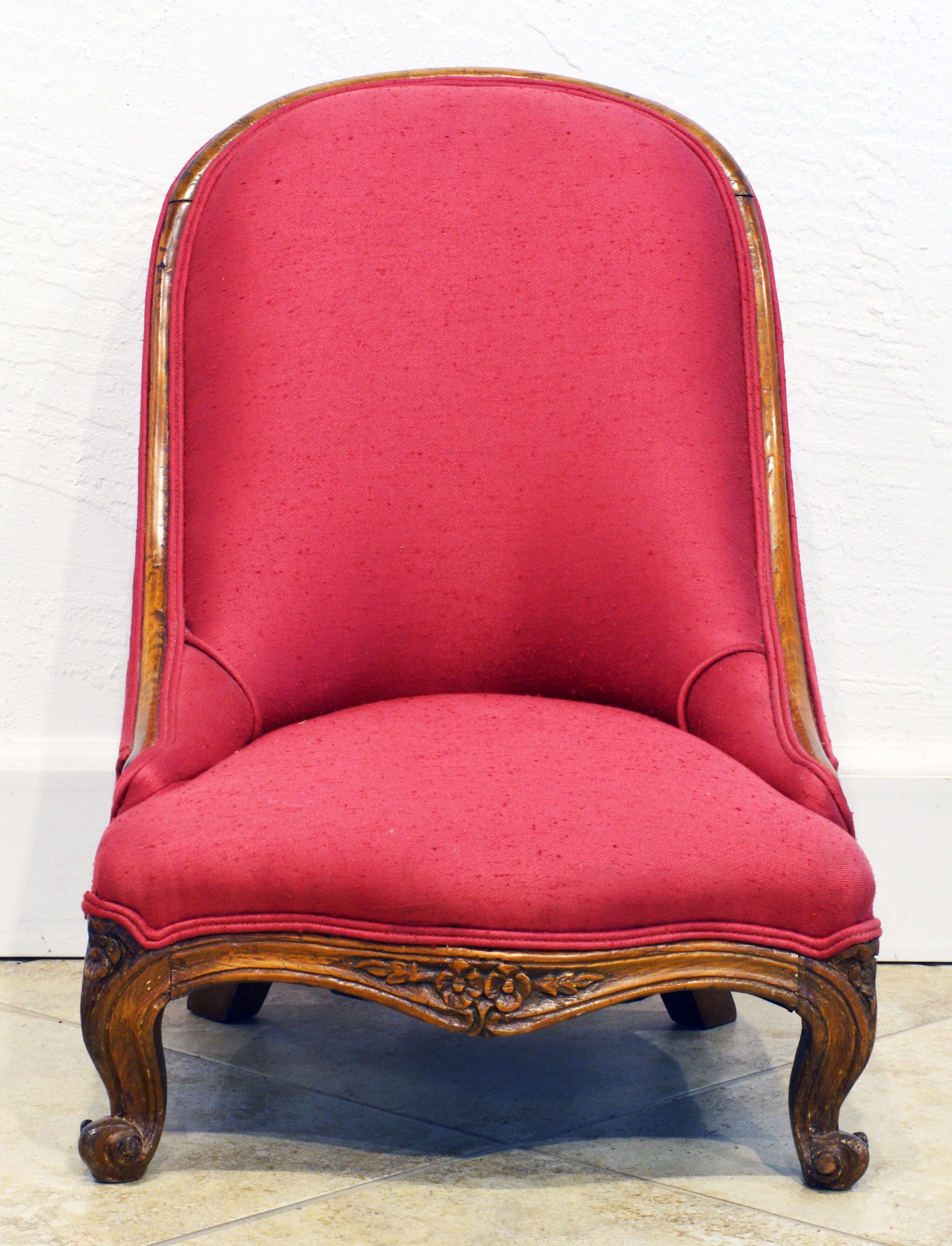 Unusual 19th Century French Louis XV Style Carved Bergere Type Child's Chair In Good Condition In Ft. Lauderdale, FL