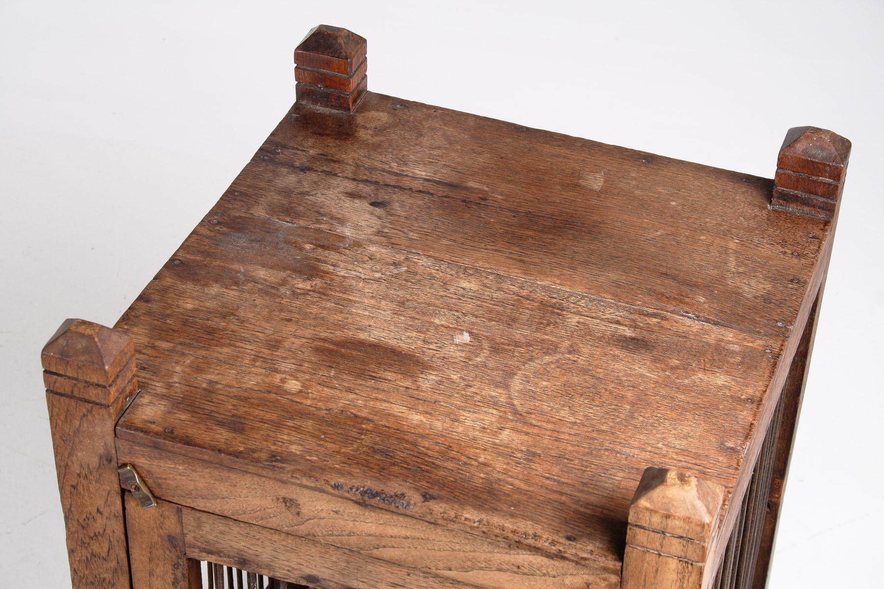 Unusual 19th Century Oak Side Table with Book Storage Cupboard with Door For Sale 9