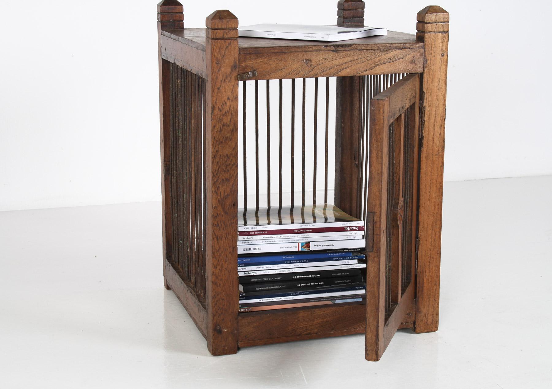 French Unusual 19th Century Oak Side Table with Book Storage Cupboard with Door For Sale