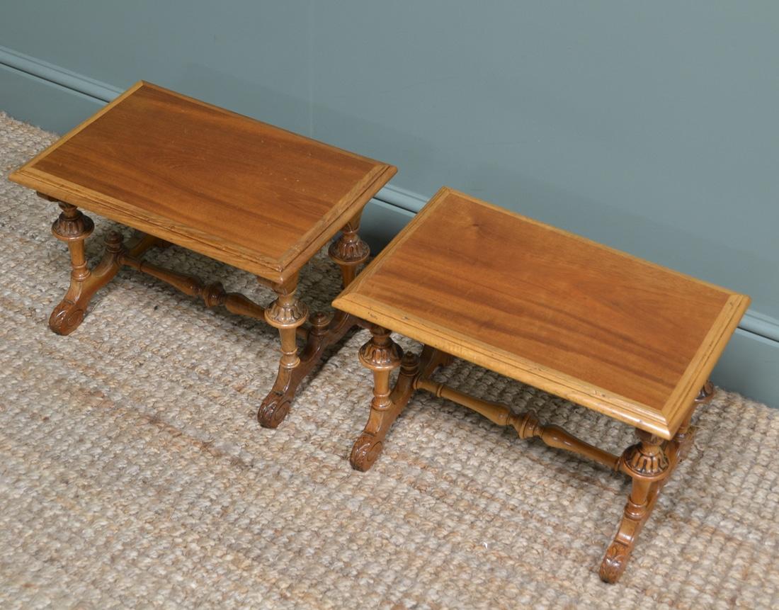 Unusual 19th Century Pair of Small Victorian Walnut Antique Coffee Tables In Good Condition For Sale In Clitheroe, GB