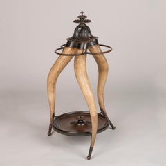 Unusual 19th Century Patinated Bronze-Mounted Longhorn Stick Stand