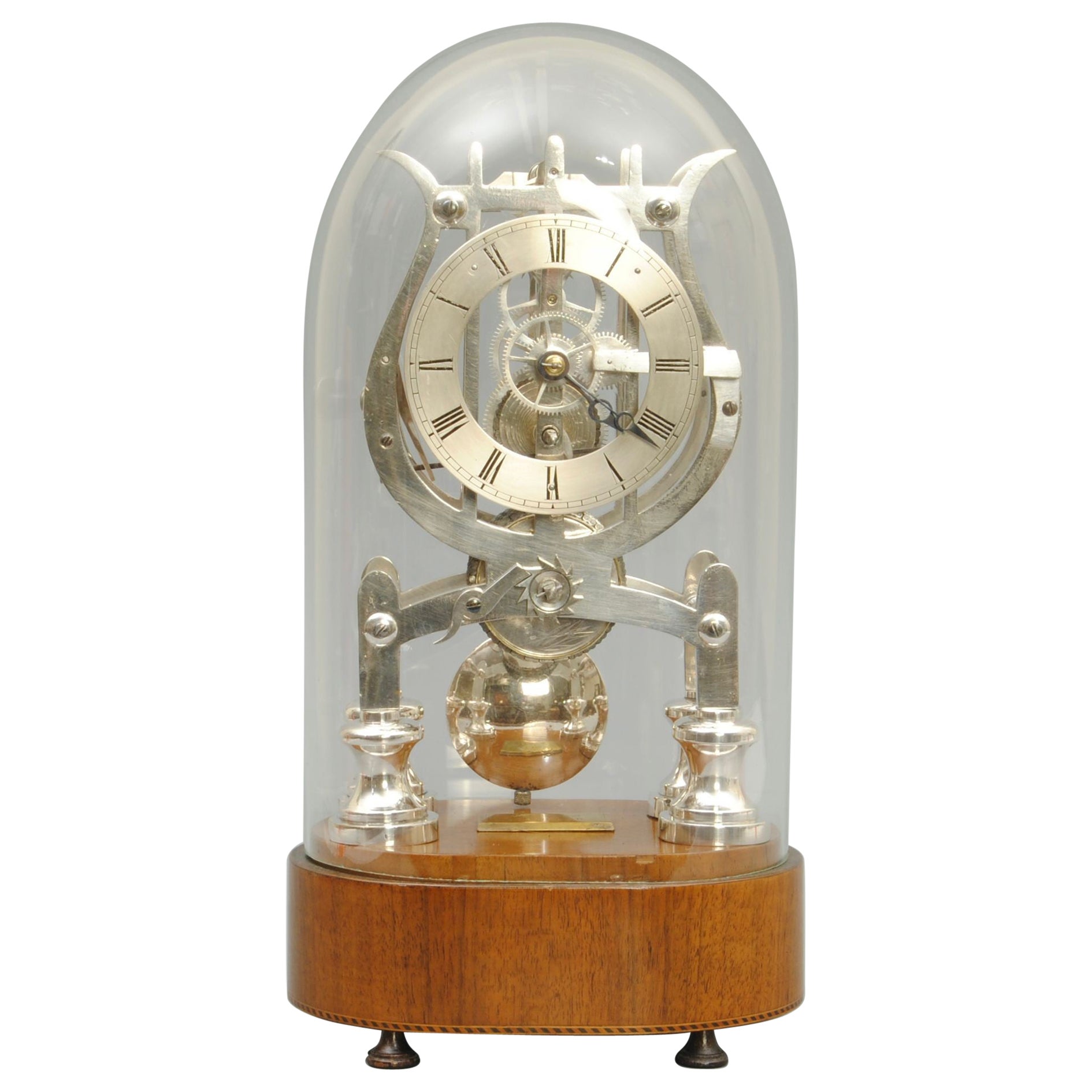 Insolito orologio a scheletro argentato del XIX secolo