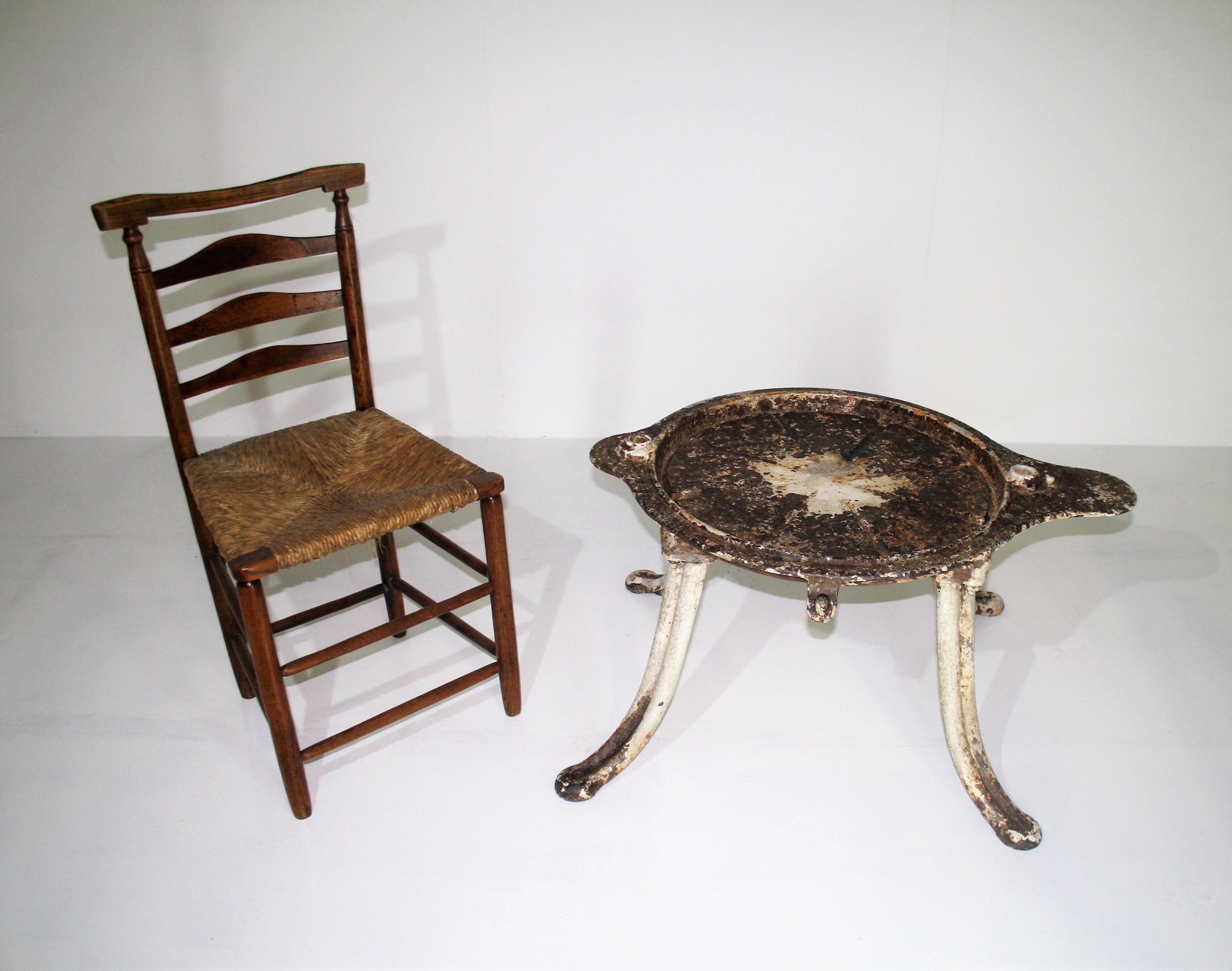 Unusual 19th Century Victorian Small Cast Iron Garden Side Table Original Paint For Sale 4
