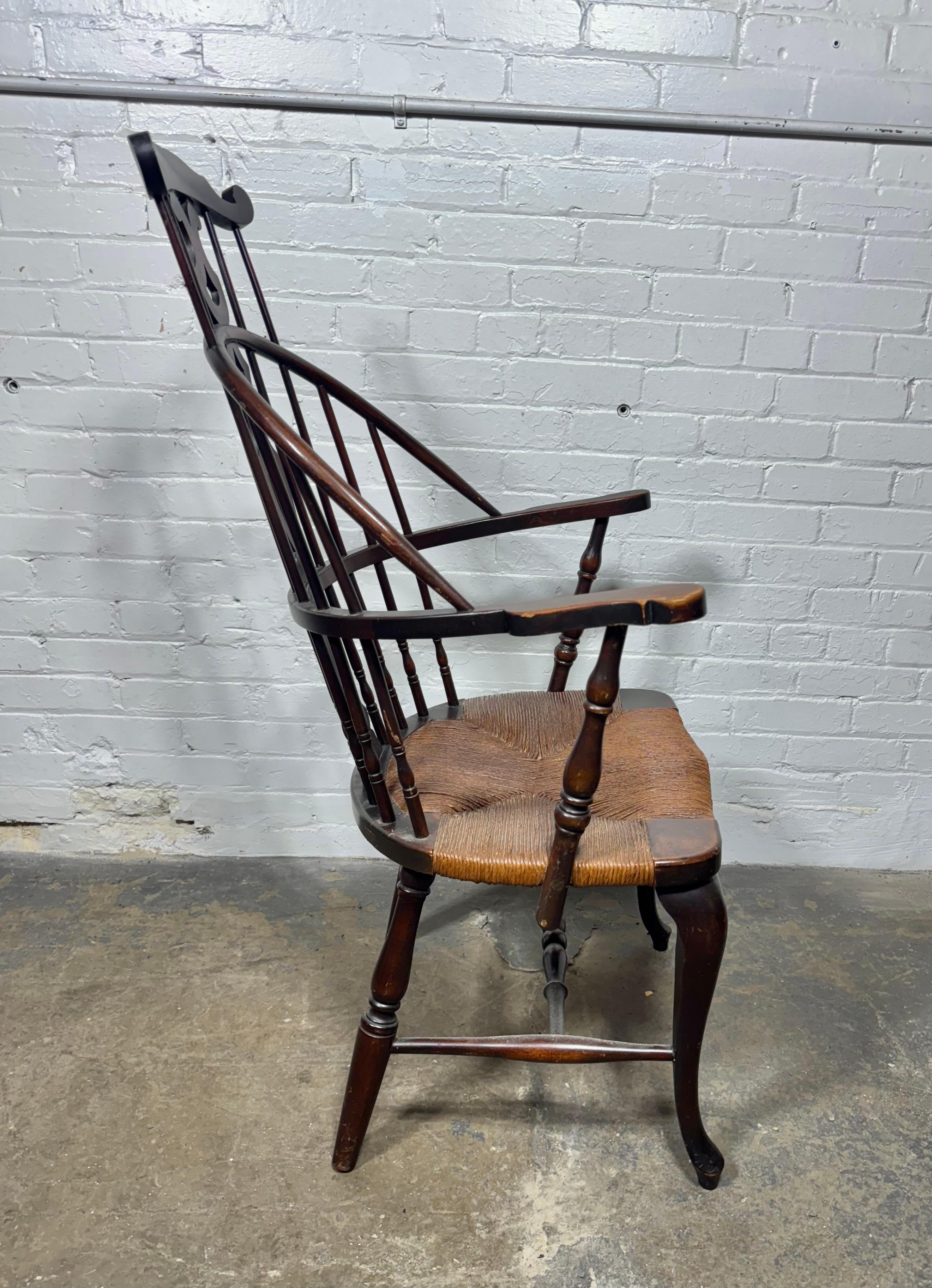 Fin du XIXe siècle Chaise Windsor du 19ème siècle avec assise en jonc en vente