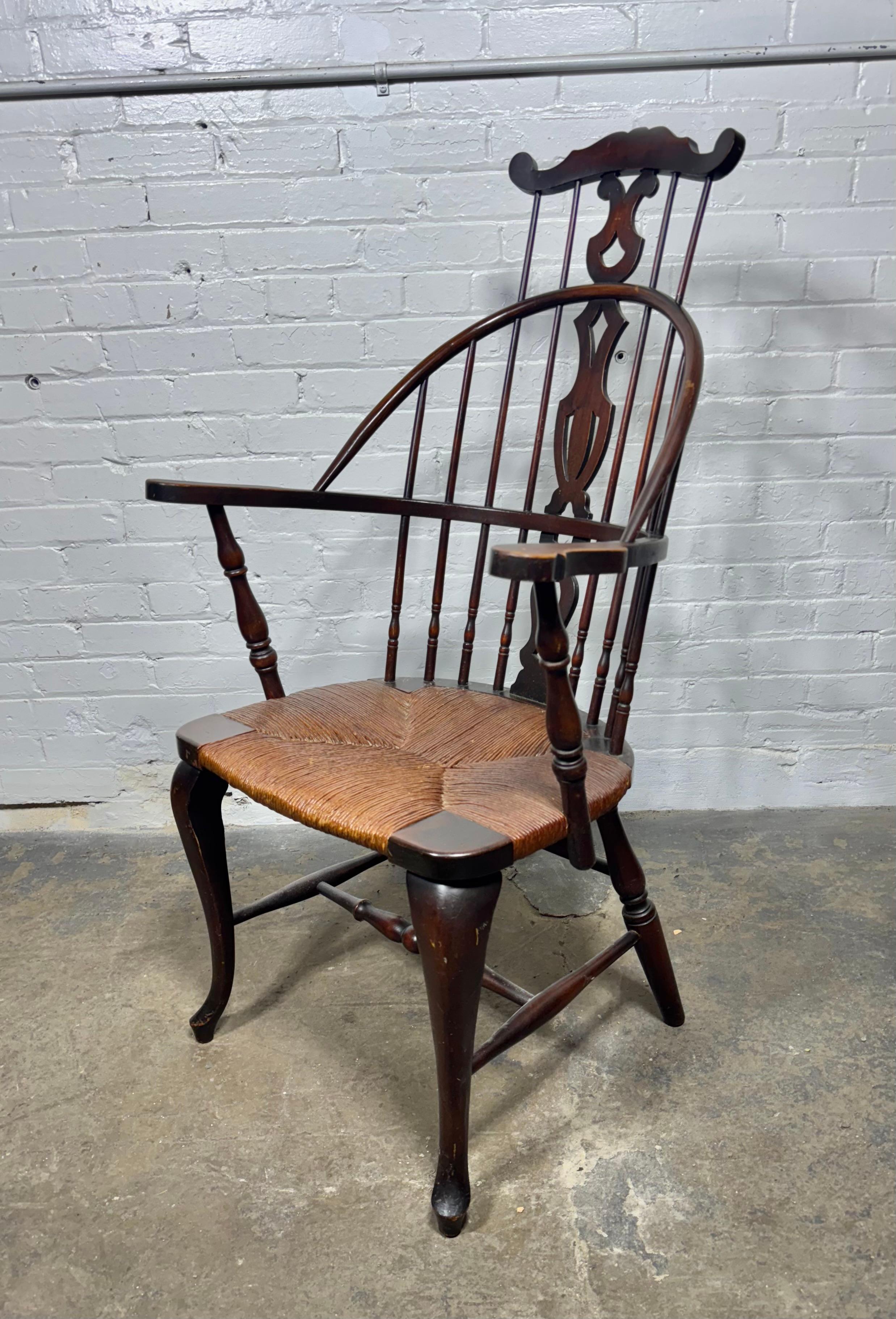Jonc Chaise Windsor du 19ème siècle avec assise en jonc en vente