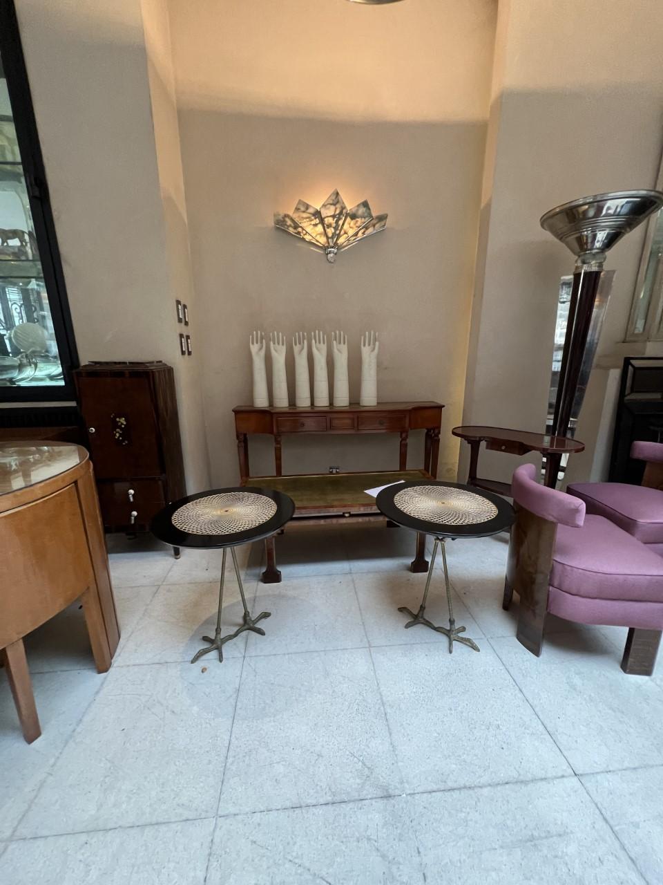 Unusual 2 Tables in wood and bronze Attributed to Meret Oppenheim, France, 1930 In Good Condition For Sale In Ciudad Autónoma Buenos Aires, C