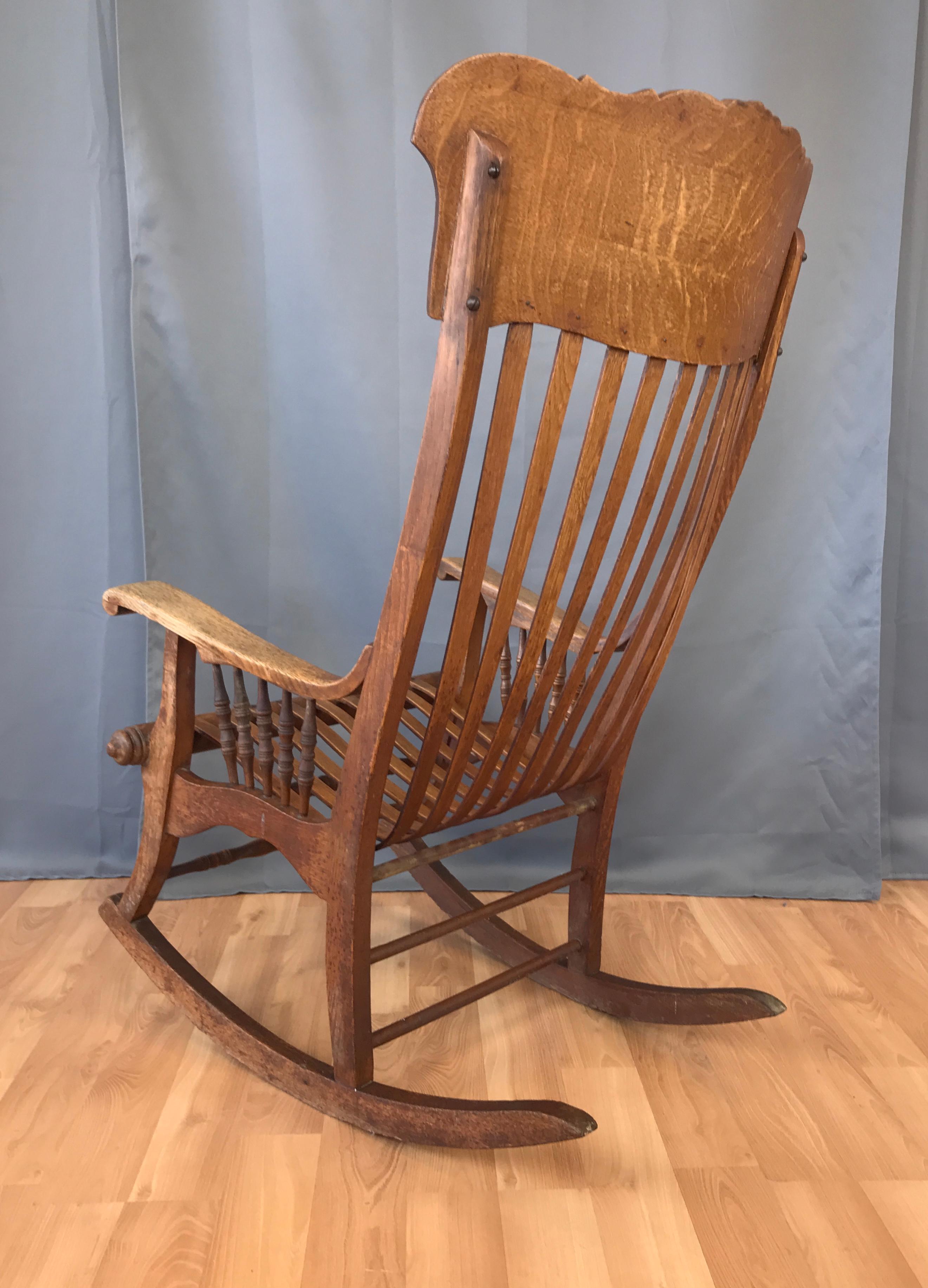 Victorian Unusual 20th Century Oak Rocking Chair