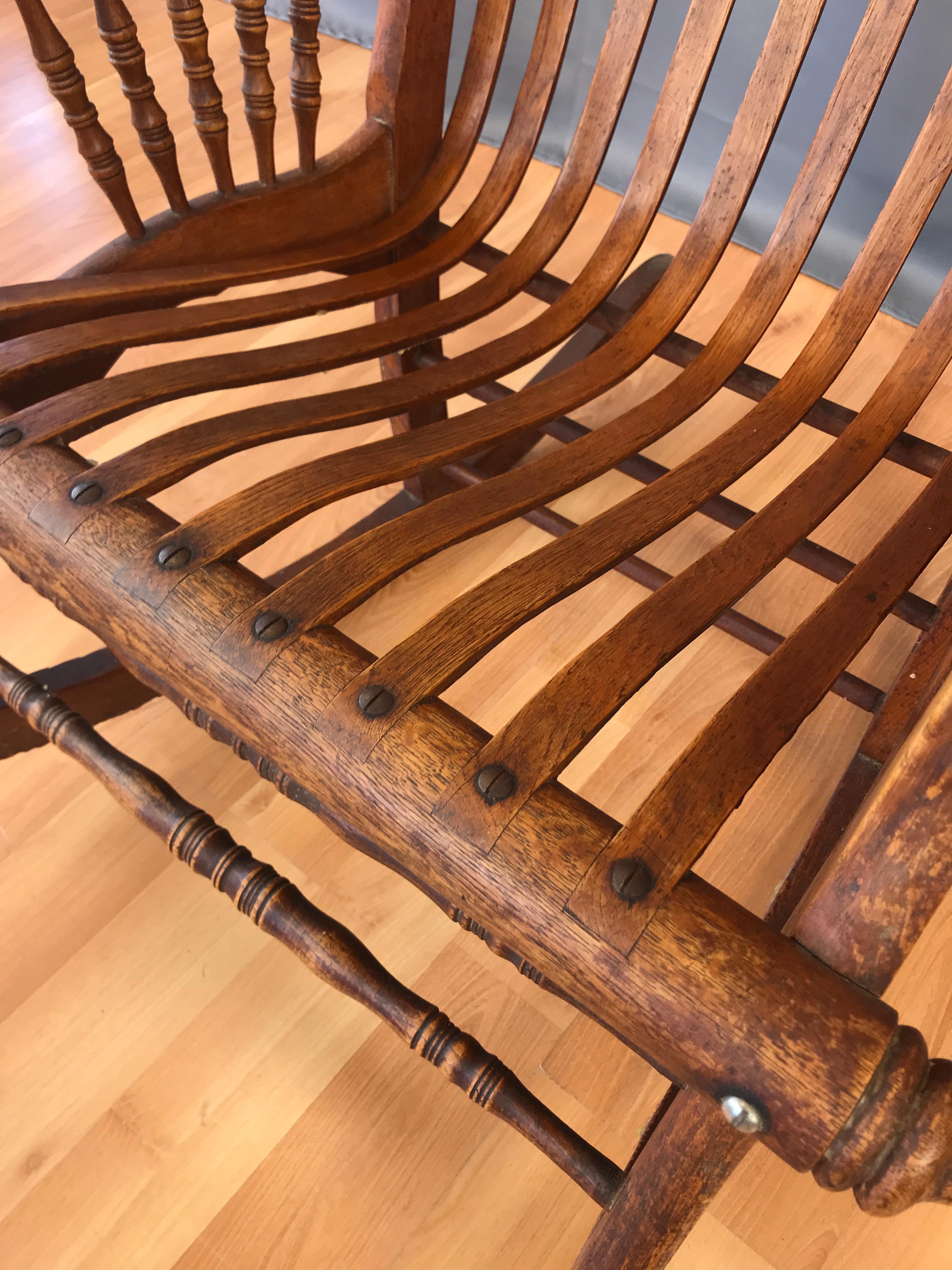 Unusual 20th Century Oak Rocking Chair In Good Condition In San Francisco, CA