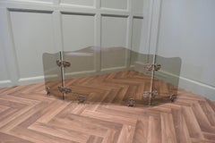Unusual 3 Fold French Brass and Glass Fire Guard