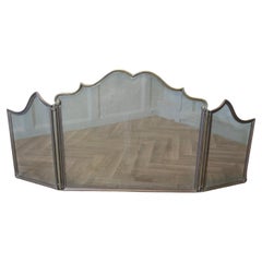 Used Unusual 3 Fold French Brass Fire Guard