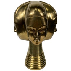 Vintage Unusual 4-Head Modernist Brass Sculpture by Dolbi Cashier