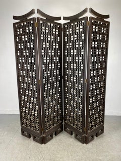 Unusual 4-Panel Traditional Meji Japanese Shoji Screen / Room Divider