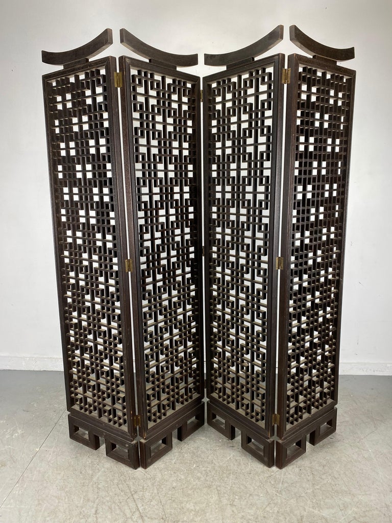 Unusual 4Panel Traditional Meji Japanese Shoji Screen / Room Divider