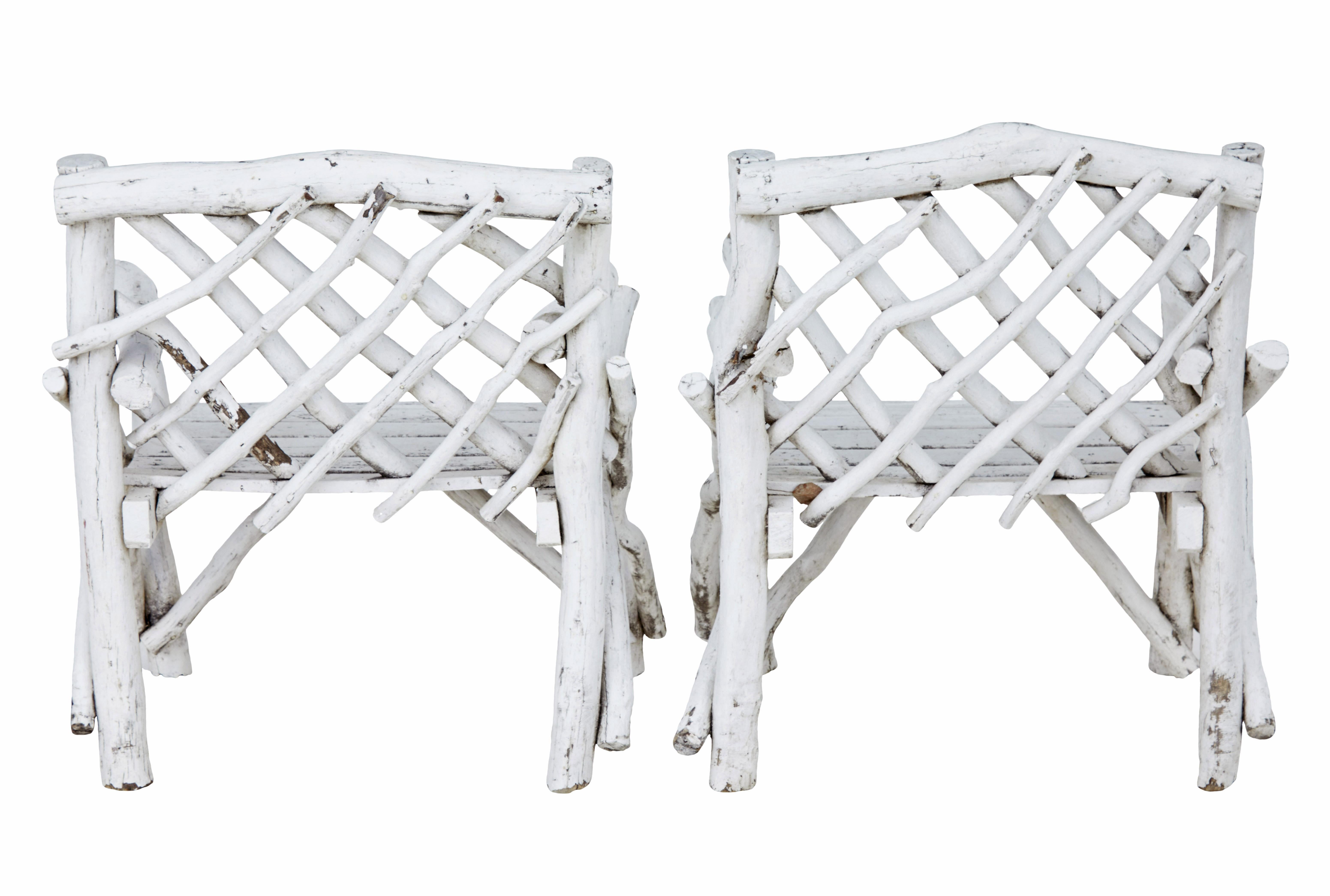 Unusual 5 piece painted natural wood garden set For Sale 3